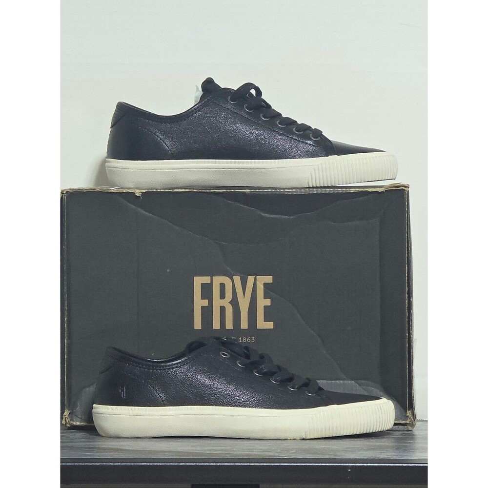 NWT Frye Men's Low Lace Black Leather Sneakers Size 7